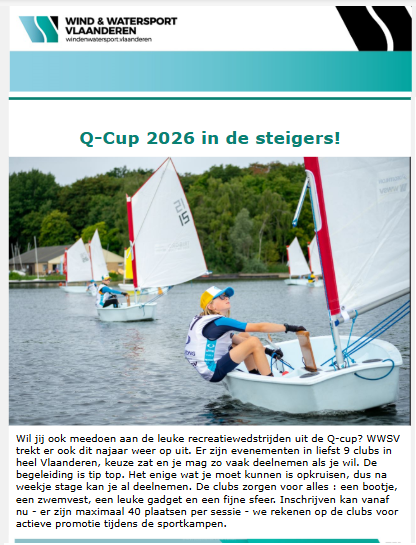 Hofstadezeilclub in de WWSV Q-Cup nieuwsbrief 2026